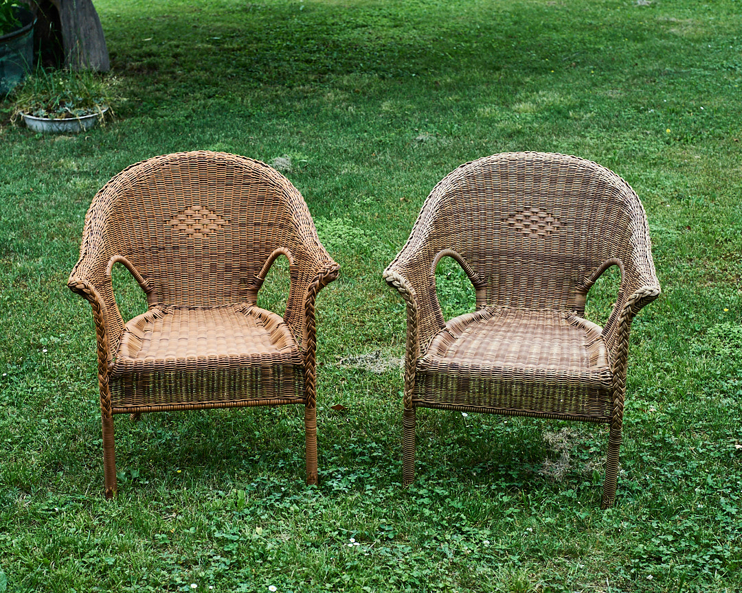 Coppia poltroncine simil-vimini